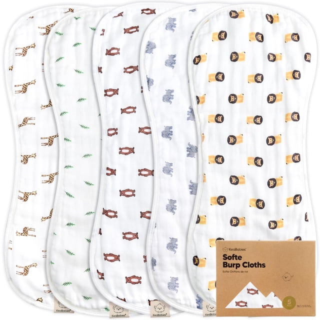Paños para eructos KeaBabies, suave muselina viscosa de bambú, paquete de 5