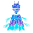 thumbnail image 6 of LIIPEE Girls Swimsuit Sets Casual Summer Glitter Scale Printed Ruffle Trim Adjustable Spaghetti Strap Bikini Tops Shorts Mesh Flowy Skirt 3 Piece Set Kids Backless Cute Swimsuits,Dark Blue,9-10 Years, 6 of 9