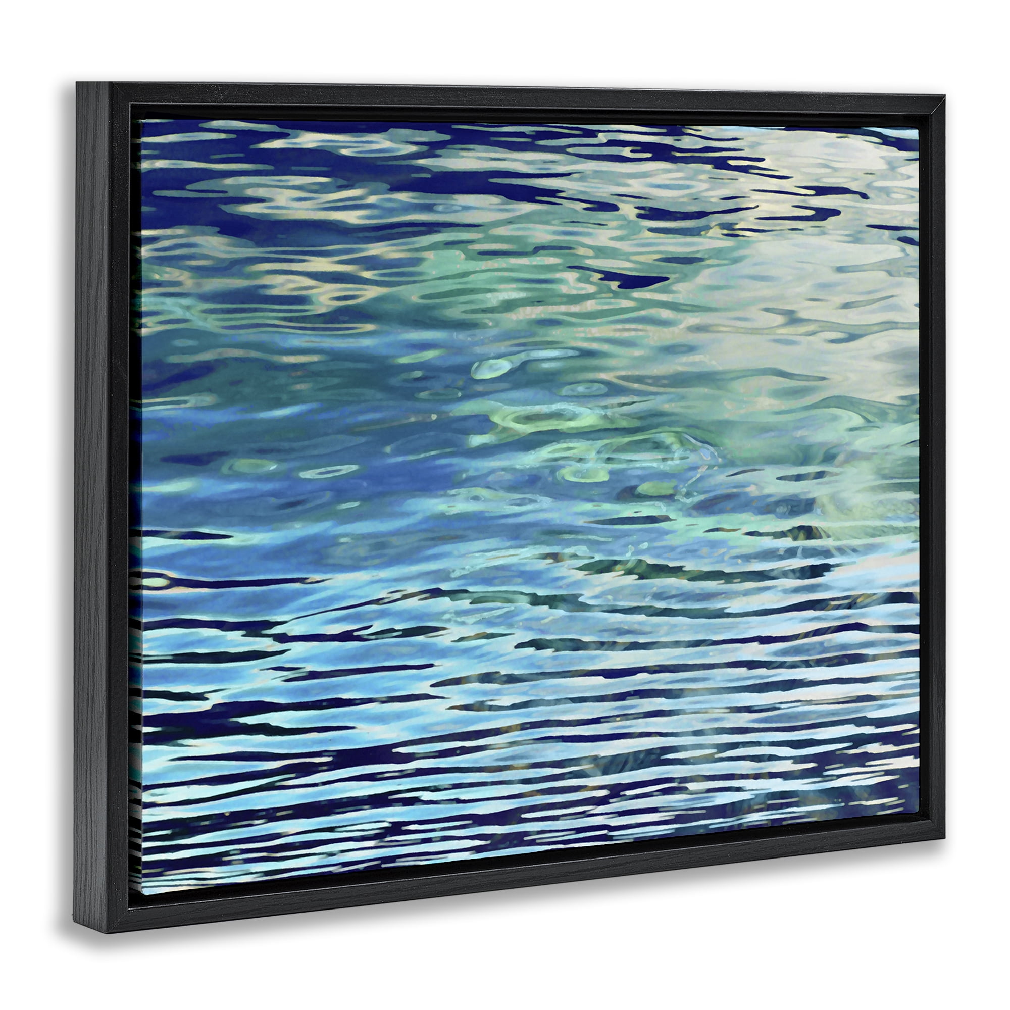 Stupell Industries Sunlit Sea Ripples Landscape & Nature Painting Black Floater Framed Canvas Art Print Wall Art, 21 x 17