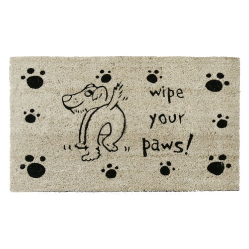 Rubber-Cal "Wipe Your Paws" Dog Doormat, 18 by 30-Inch