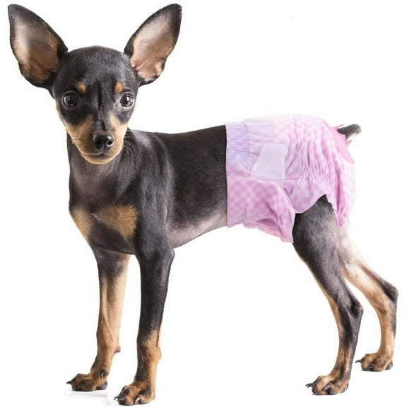 Pet Soft Doggy Diapers Female - Disposable Dog Diapers for Girl Puppies Cats, Pink Diapers 12-36pcs for Pets with Adjustable Tail Hole Cute