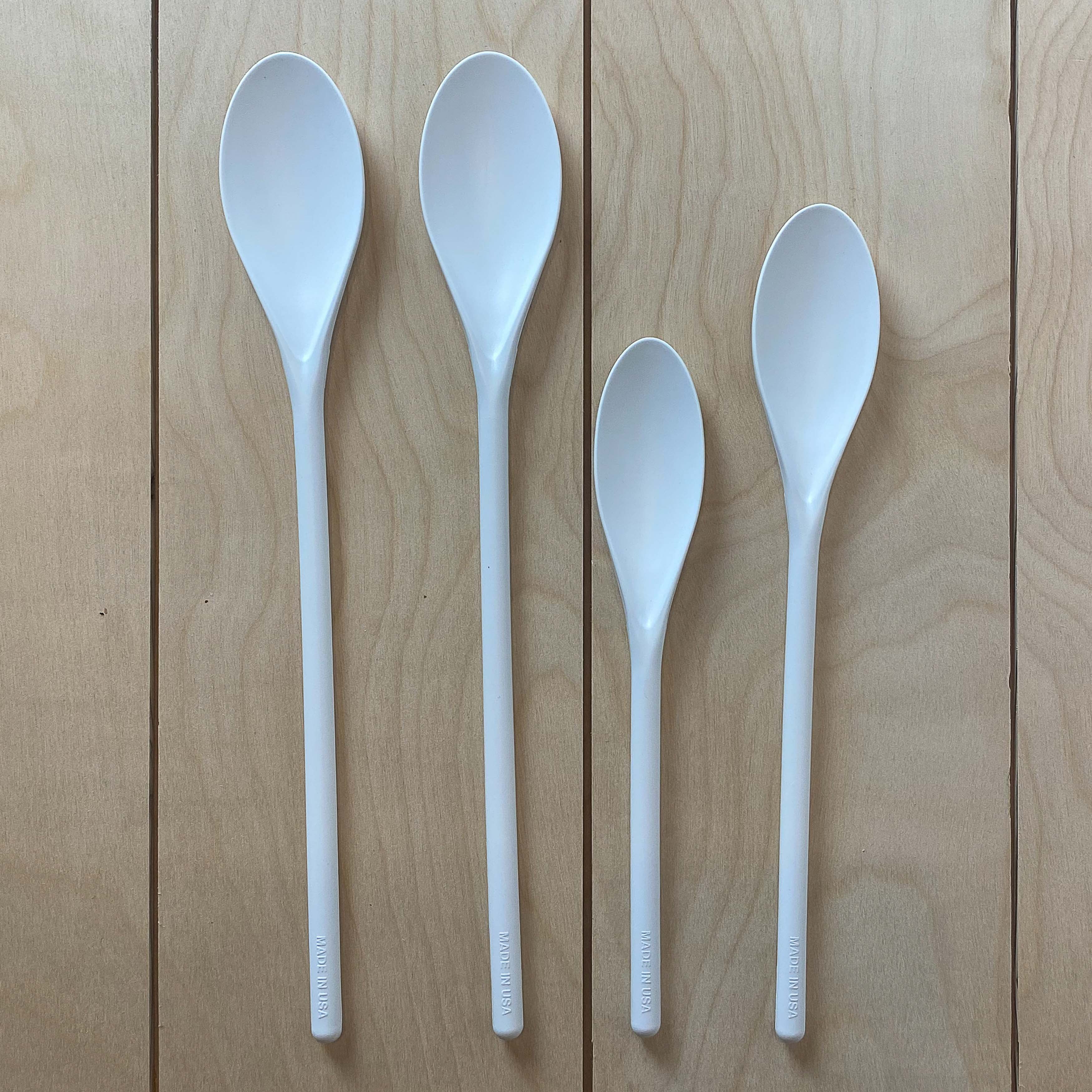 Mainstays 4-Piece Poly Mixing Spoon Set, White, Various Sizes, Polypropylene