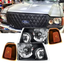 for 2001-2011 ford Ranger Headlights Assembly Black Housing Amber Reflector Left Right Pair Set