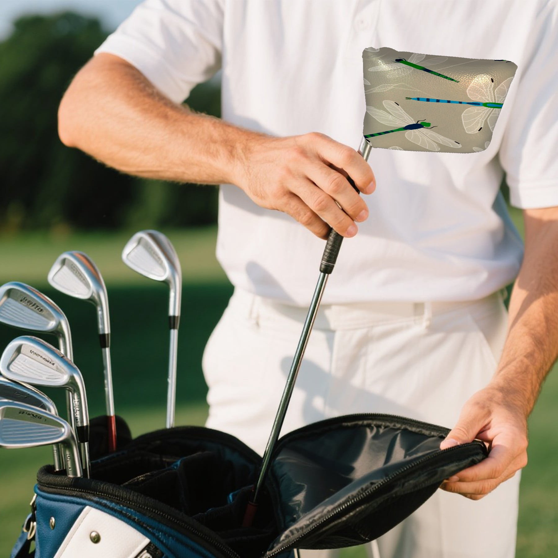 Golf Club Head Cover Waterproof Leather Golf Accessories HeadCovers Set Driver Headcover for Women Men Tropical Leaf