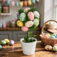 thumbnail image 4 of yulier Easter Egg Tree Potted Tabletop Decor, Artificial Mini Easter Tree with Spotted Egg for Spring Easter Decorations Indoor Home Office Table Centerpiece, 7.87 inch, 4 of 9
