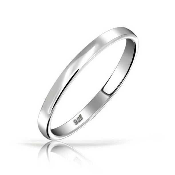 Minimalist Simple .925 Sterling Silver Couples Wedding Band Ring