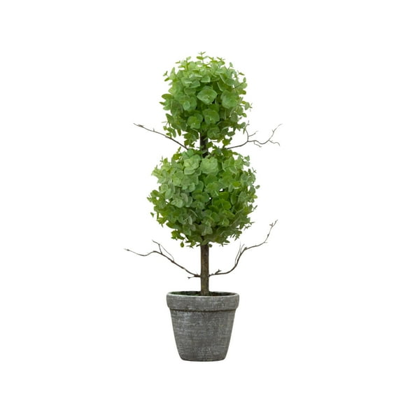 Nearly Natural 2' Eucalyptus Double Ball Artificial Topiary Tree, Green