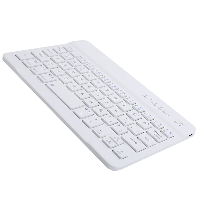 Mini teclado Bluetooth portátil de 59 teclas para computadora tipo tableta, color blanco, 7 pulgadas, HB028