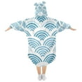 thumbnail image 2 of Dailycode Wearable Blanket Hoodie Oversized Sherpa Flannel Blankets with Pocket for 3-14 Year Old Sea Wave, 2 of 7