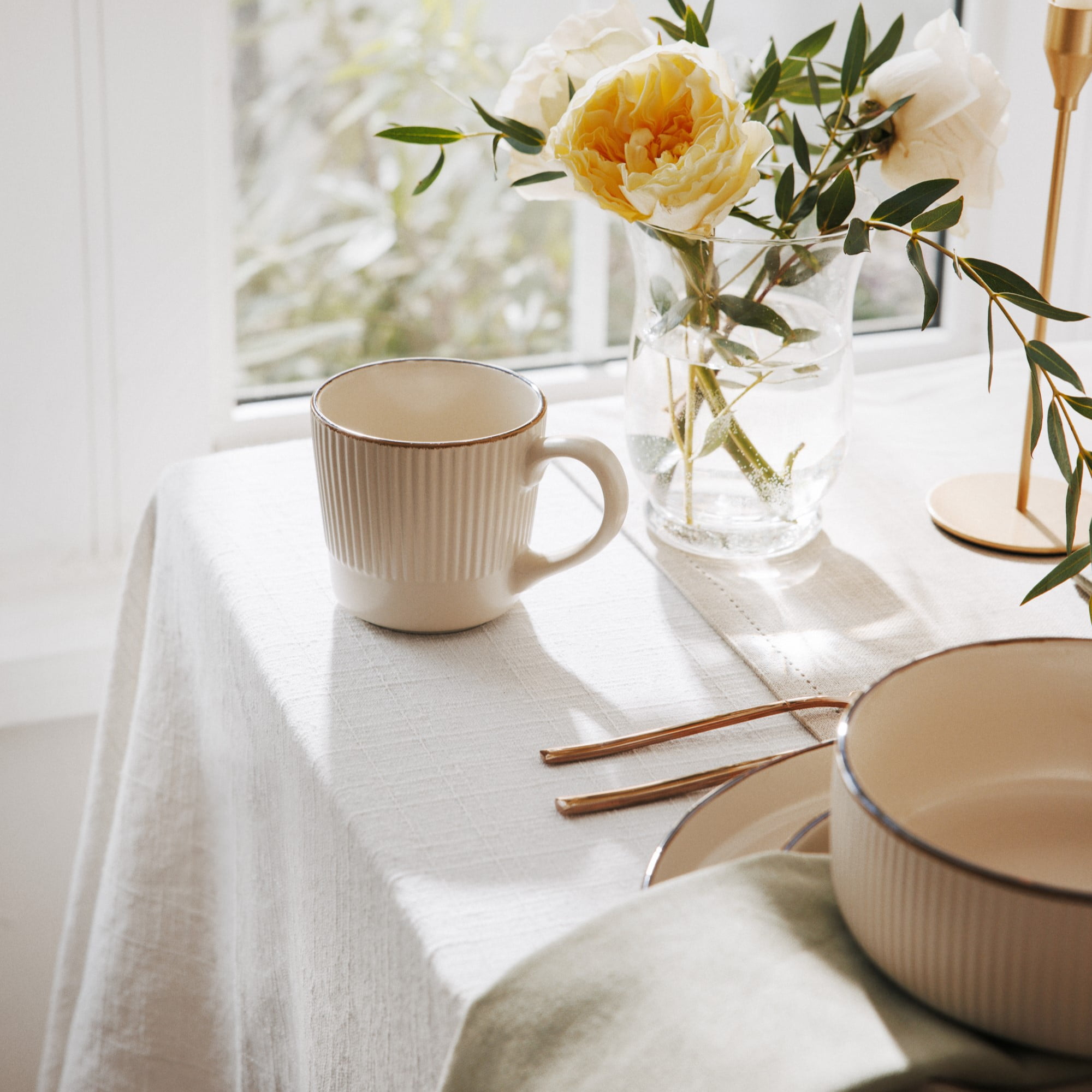 Thyme & Table 12 fl oz Aden Cream Stoneware Mug - Walmart.com