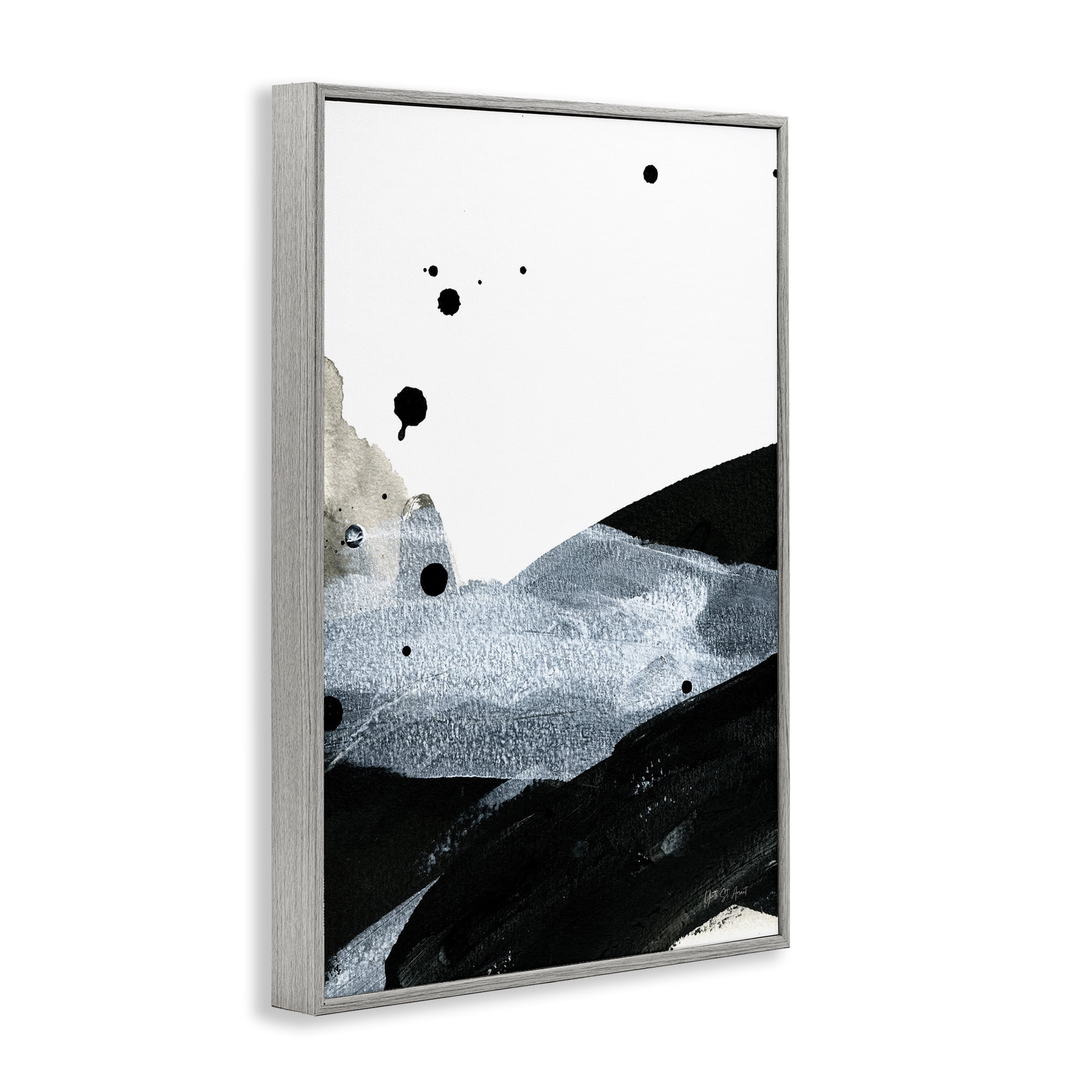 Stupell Industries Murky Gradient Movement Abstract Painting Gray Framed Art Print Wall Art, 16 x 24