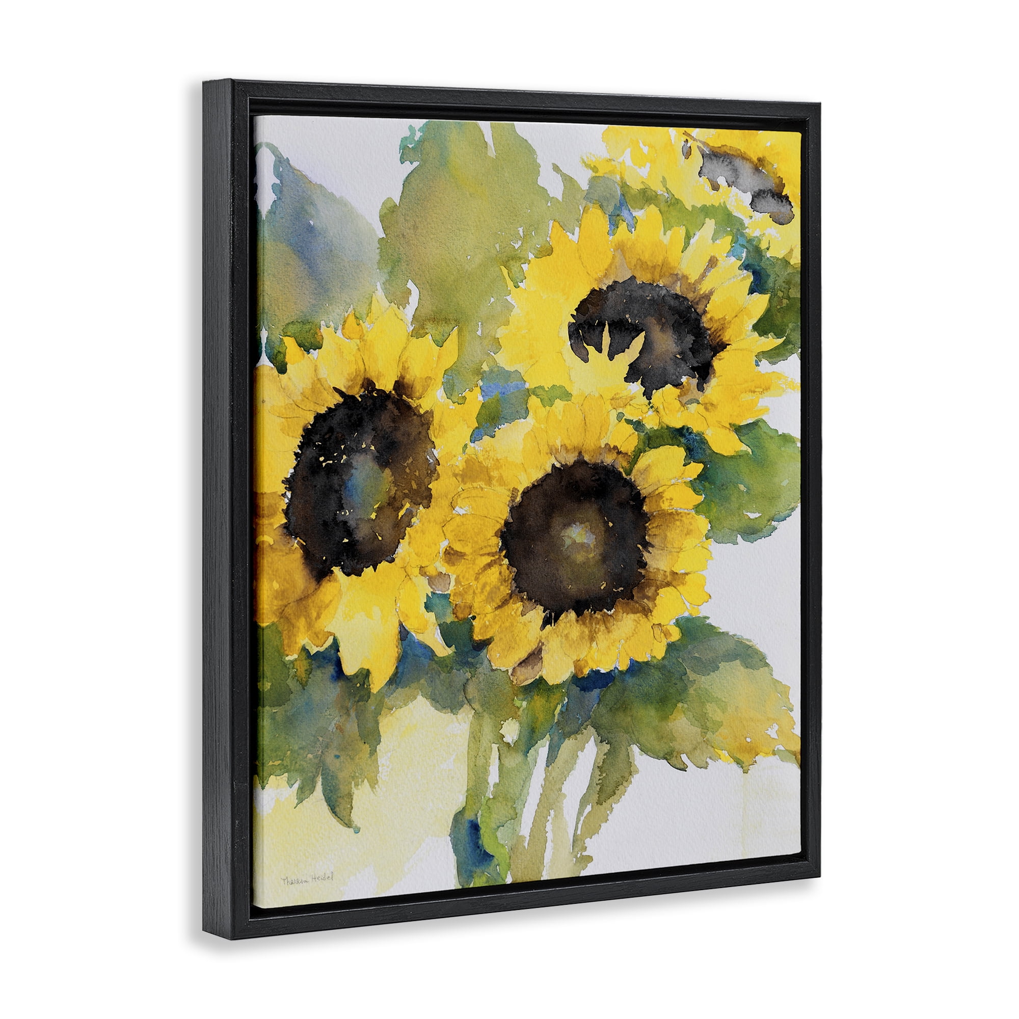 Stupell Industries Blooming Sunflower Bundle Botanical & Floral Painting Black Floater Framed Art Print Wall Art, 17 x 21