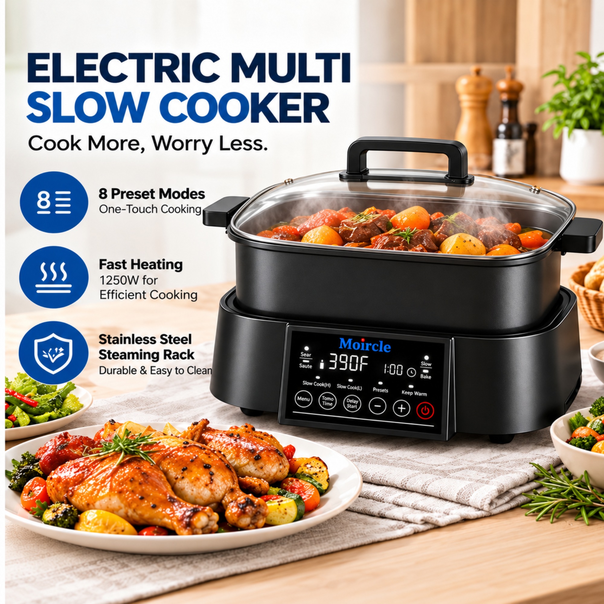 Maircle 6.5-Quart Digital Programmable Slow Cooker photo 2