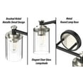 thumbnail image 6 of LIGHTINN Bathroom Dimmable Vanity Light with Cylindrical Clear Striped Glass Shade E26 Socket Base Vintage Fixture 2-Light (Black/Nickel), 6 of 7