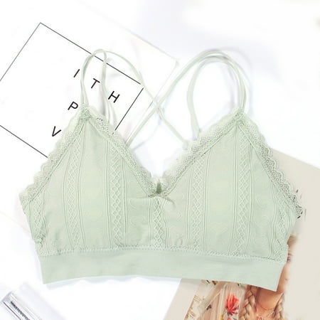

kpoplk Bra For Women Women s Lace Bralette Halter High Neck Wireless Bra Plunge Lightly Padded Top(Mint Green)