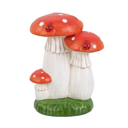 Mainstays Solar Three Mushrooms Outdoor Garden Statue with LED Light, Weather-Resistant
