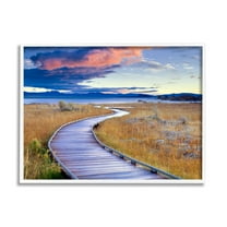 Stupell Industries Coastal Boardwalk Sunset Coastal Photography White Framed Art Print Wall Art