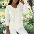 thumbnail image 2 of TRUBKH Women's Sweaters Long Sleeve Shirts V Neck Tops Flowy Top Business Casual Outfits for Women Lightweight Sweaters for Women Breathable Tops Loose Fit Relaxed Fit Outfits for Women White 2XL, 2 of 5