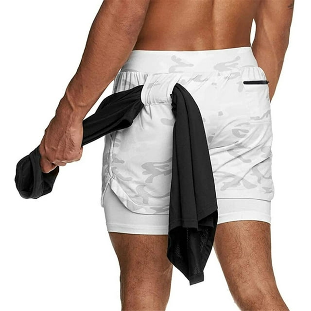 EYIIYE Men Athletic Shorts, Elastic Waistband Pants with Pocket