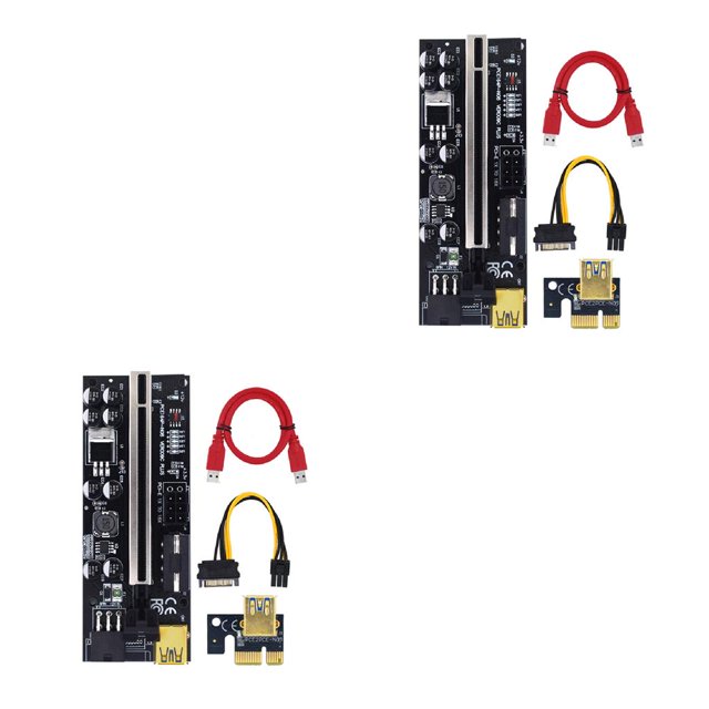 Transemion PCI-E 1x to 6x Exender Board USB Card Motherboard Adapter Electronic Black Slot+Red Wire 2Set