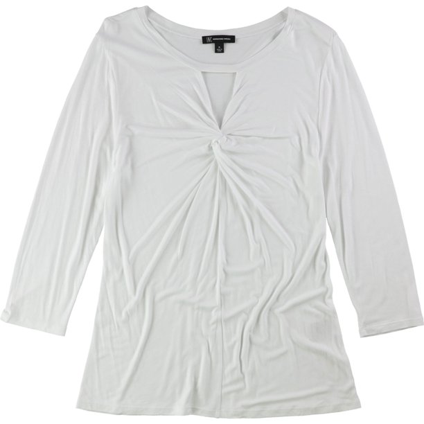 INC Blusa con orificio para llave en la parte delantera para mujer, blanco, grande I-N-C Pull-over