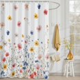 thumbnail image 3 of Shower Curtain Spring Wildflowers Shower Curtains for Bathroom Decor, Waterproof Polyester Shower Curtain Set with Hooks, Extra Long 72" x 84" Watercolor Floral, 3 of 9
