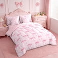 thumbnail image 2 of Erosebridal Girly Bow Personalized Gift 7-Piece Twin Bedding Sets,Pink Initial Letter V Themed Print Bedding Comforter Set For Kids,Pink Reversible, 2 of 7