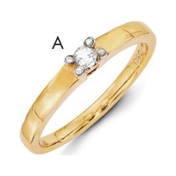 14K Yellow Gold Ring Band Mother's & Family Semi Mount Diamond center Stone Mounting 4 mm