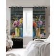 thumbnail image 3 of Spring Flowers Blackout Curtains 54 Inches Long, Botanical Blooms Floral Painting Art Thermal Insulated Black Out Curtains, Darkening Window Curtain Drapes for Bedroom Living Room 45"x54" 2 Panels, 3 of 9