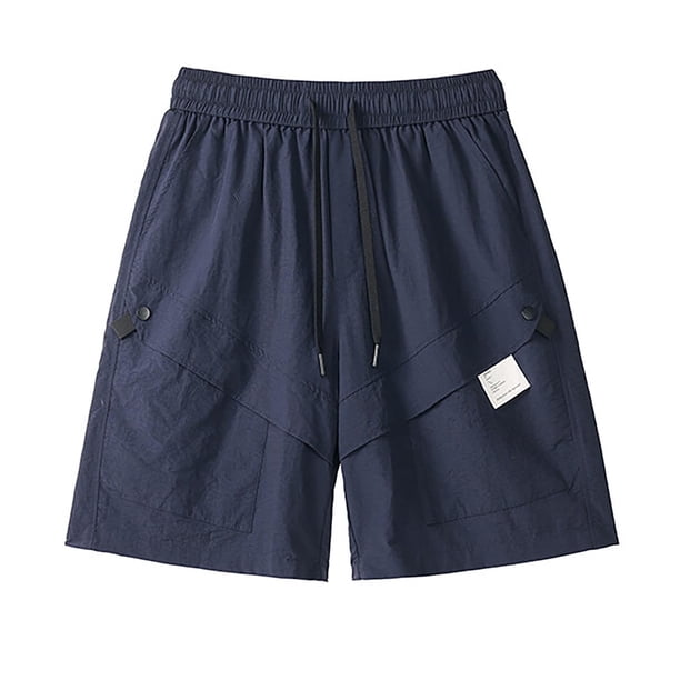 pstuiky Pantalones cortos casuales para hombre, Pantalones cortos deportivos de entrenamiento físico de color sólido para hombre, transpirables, con bolsillos, estilo crop top