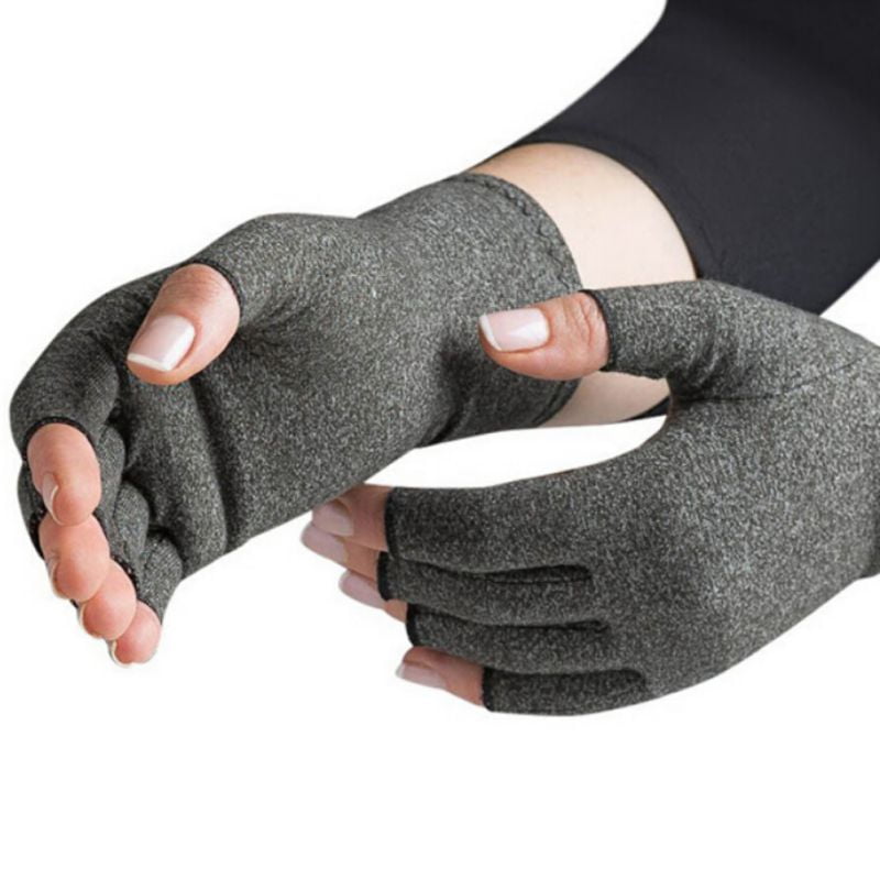 karrychen Women Men Arthritis Compression Gloves Fingerless Joint Pain Relief Rheumatoid Osteoarthritis Hand Wrist Support Therapy Mittens L# 
