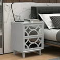 thumbnail image 2 of COZAYH Modern Clean-Lined Nightstand, Double Mirror Front Drawers /Geometric Overlays, Side Table, Sofa End Table, 2 of 6