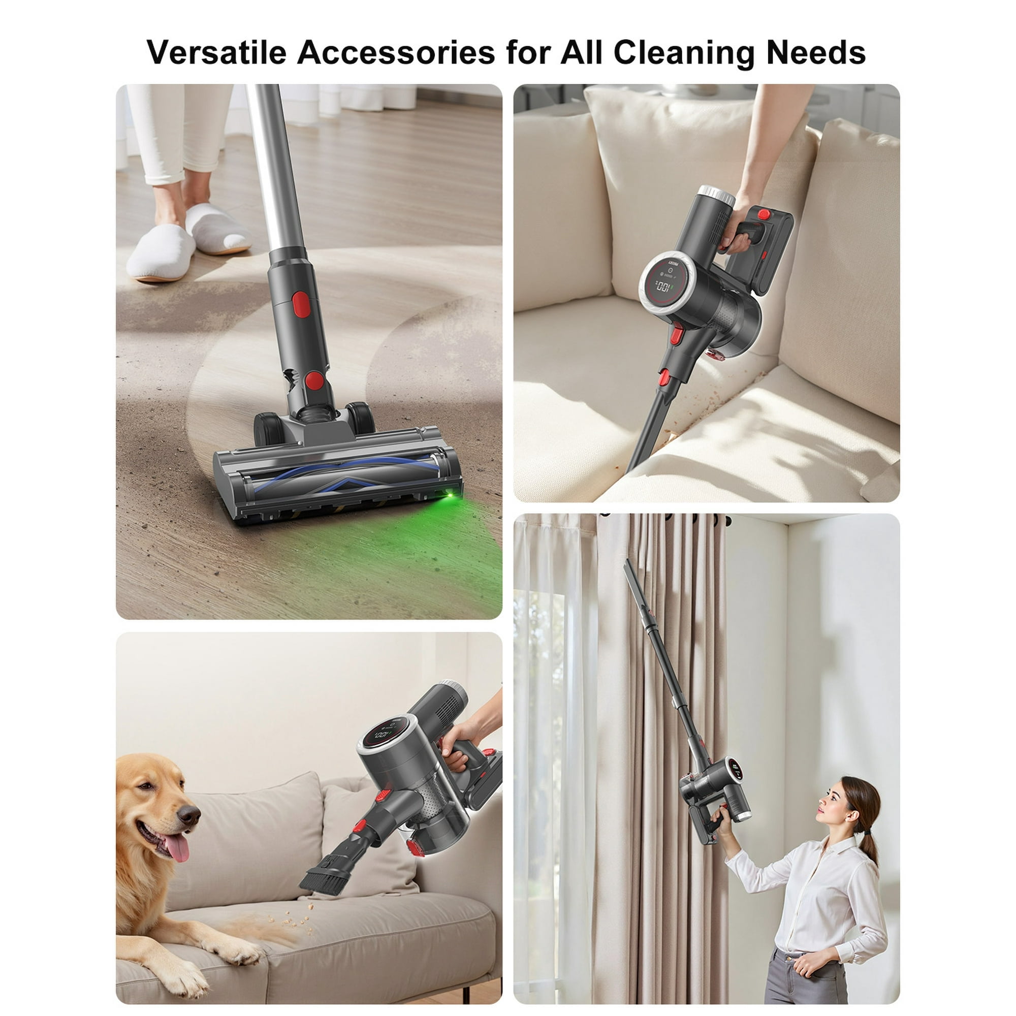 PRASKY Cordless Stick Vacuum Cleaner Adjustable Length Lightweight for Carpet Hard Floor Pet Hair