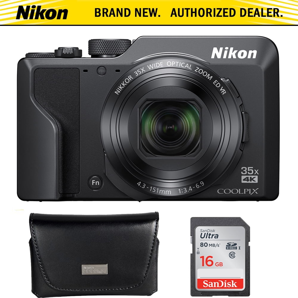 Grijp regio Staat Nikon Coolpix A1000 16MP 35x Optical Zoom 4K Compact Digital Camera Bundle  with Ultra SDHC 16GB UHS Class 10 Memory Card and All Weather Sport Camera  Case with Carabiner - Walmart.com