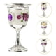 thumbnail image 3 of Cáliz de aleación de zinc con incrustaciones de gemas, copa de vino, copa de licor blanca tallada, copas de vástago para bar en casa, fiesta (plata, blanco, morado, patrón de flores al azar), 3 of 5