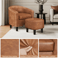 thumbnail image 5 of Renwick Barrel Accent Chair with Ottoman, Brown Faux Leather, 5 of 10