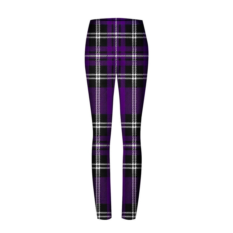 Nnhblu Yoga Leggings Plaid Print Womens Workout Leggings Purple Pants Dressy Casual Walmart