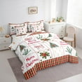 thumbnail image 3 of jejeloiu Happy Christmas Bedding Comforter Set 7pcs,Chic Xmas Tree Queen Bedding Sets,Red Berry Bowtie Queen Sheet Sets For Teens,Microfiber Bedroom Decor Reversible, 3 of 8