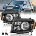 thumbnail image 2 of For 2009-2011 Honda Pilot Black Amber Halogen Headlights Assembly Pair, 2 of 14