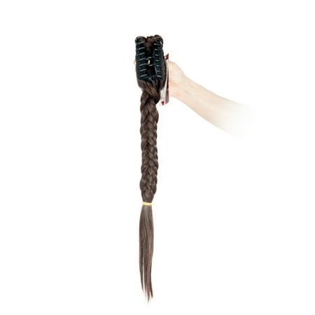 Diamond Straight Fishtail - NK Beauty Black/Brown Long Fishtail Braid Ponytail Synthetic Extension Clip in Ponytail Hairpieces Soft Straight