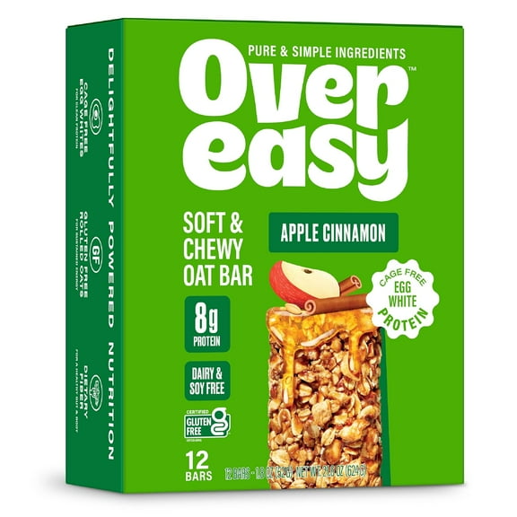 (Pack of 12), Over Easy Soft & Chewy Oat Bar - Apple Cinnamon, 1.8 oz