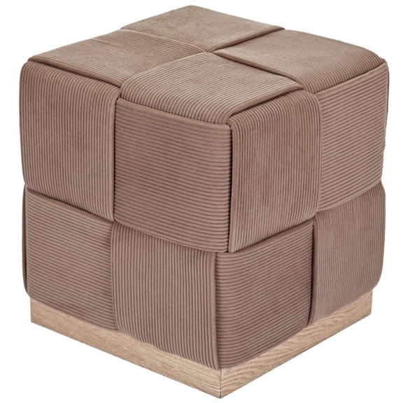 Aria Home Upholstered Foot Stool 17" Accent Seat for Living Room & Bedroom, Brown