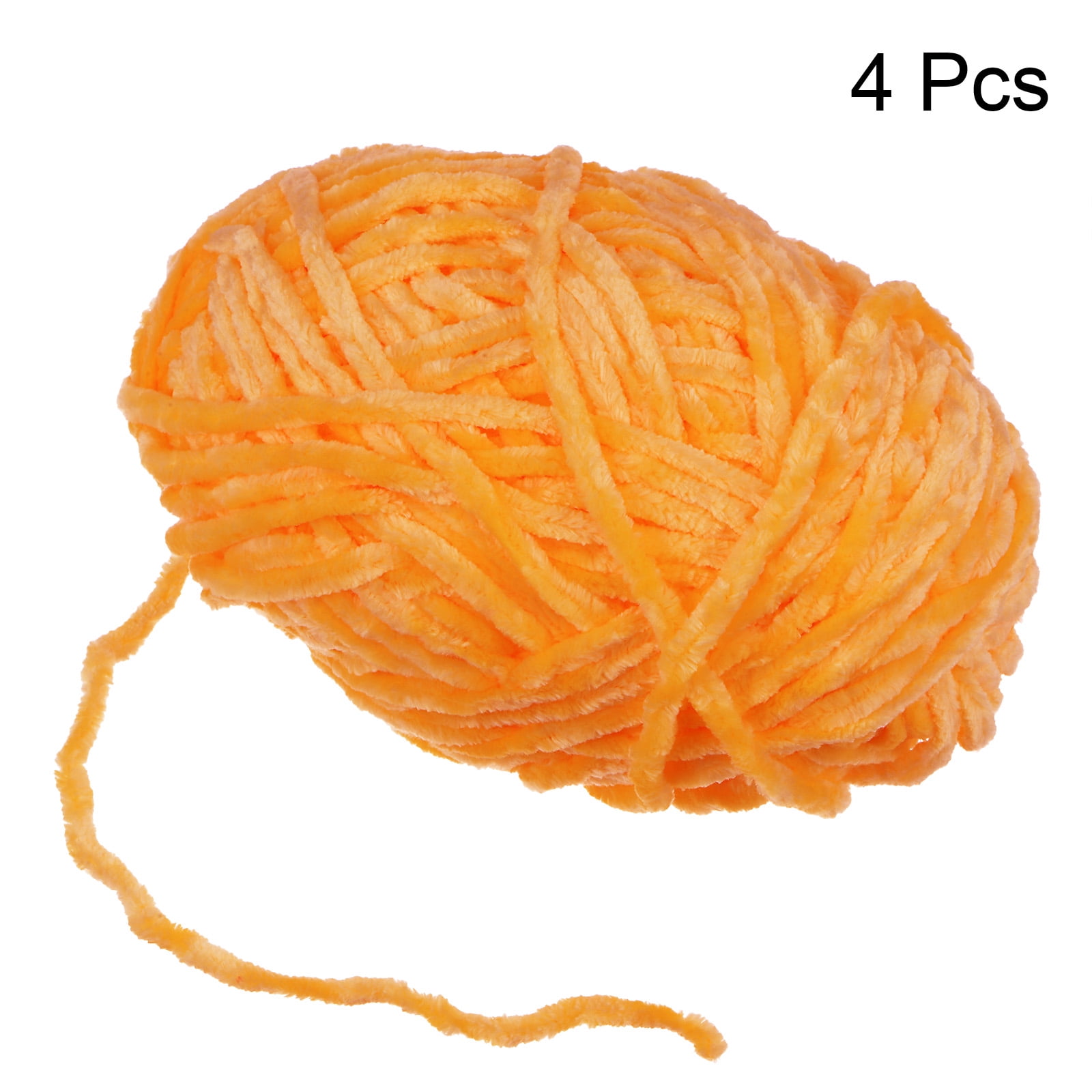 Uxcell 4pcs Velvet Yarn Soft Chenille Yarn 4x100g/14.1oz (347yds) Fluffy Yarn for Knitting Crochet Blanket Orange