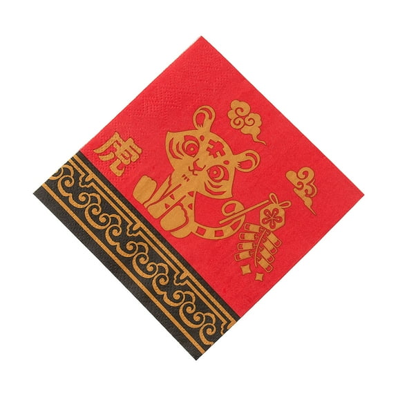 Chinese New Year of the Tiger Paper Beverage Napkins, Party Supplies, Chinese New Year, 16 Pieces