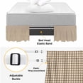thumbnail image 4 of Brown Buffalo Plaid Bed Skirt King Size 16 Inch Drop, Minimalist Gingham Check Retro Linen Texture Adjustable Elastic Dust Ruffles Bedskirt for King Bed Wrap Around Pleated Mattress Frame Cover, 4 of 9