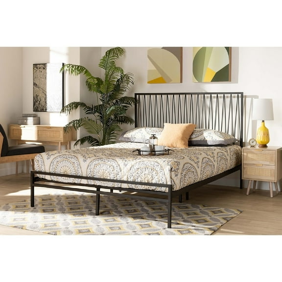 Baxton Studio Jeanette Modern and Contemporary Black Finished Metal Full Size Platform Bed