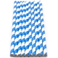 thumbnail image 2 of KOS 100 Paper Straws - Blue and White Striped - Drinking Straw biodegradable compostable eco-friendly party restaurant cocktail (Pack of 100), 2 of 2