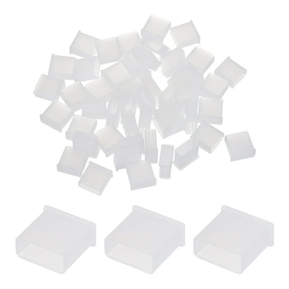 50pcs USB Male Port Plugs Covers Caps Plastic Anti Dust Protector for USB Male End, Clear