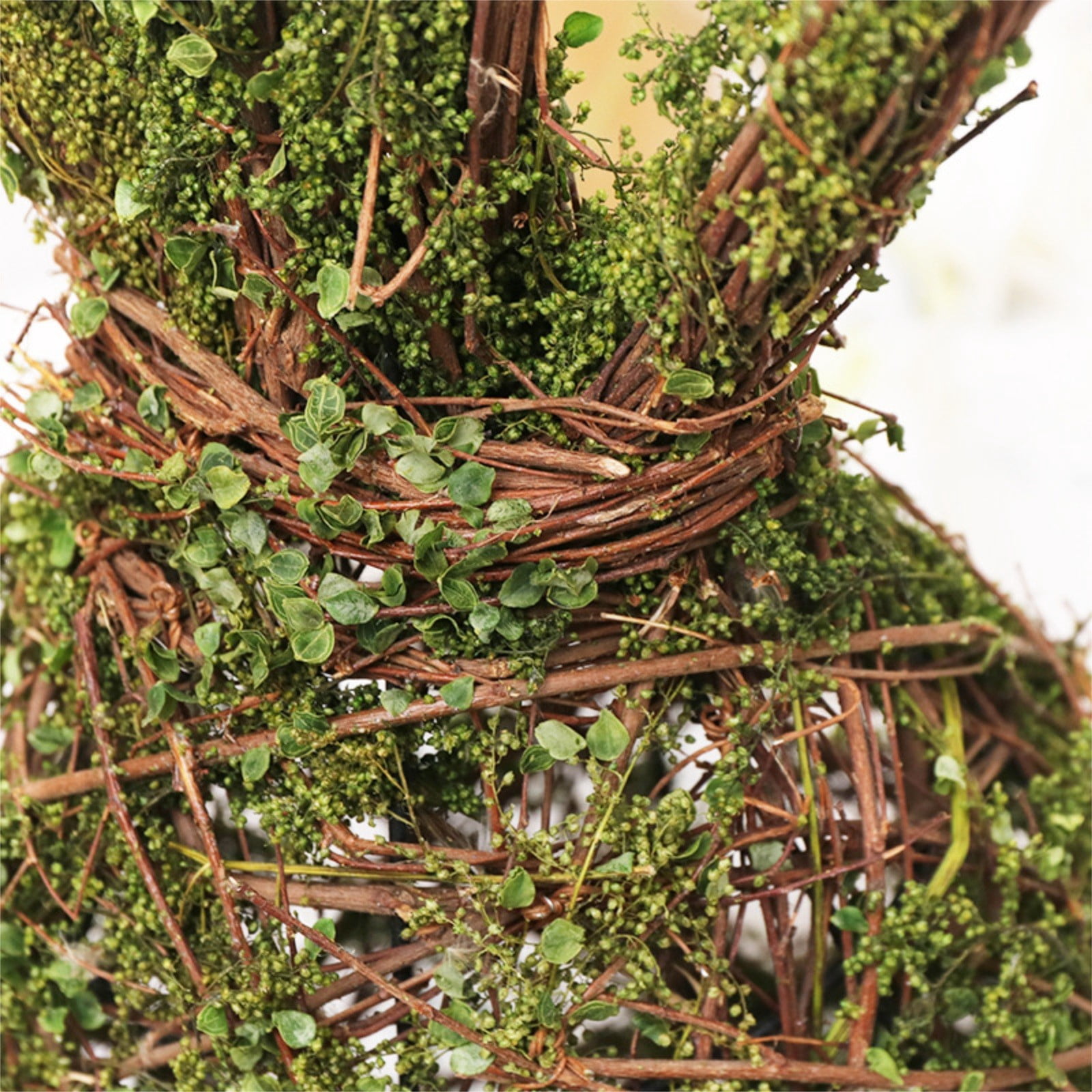 Cadancy Birds Nests Grapevine Wreath form with Faux Moss, Natural Vine Base Decorative Bunny Shaped Farmhouse Hanger, Spring Outdoor Home Garden Yard Tree Decoration