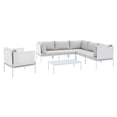 thumbnail image 2 of Modway Harmony 7-Piece  Sunbrella® Outdoor Patio Aluminum Sectional Sofa Set in White Gray, 2 of 10